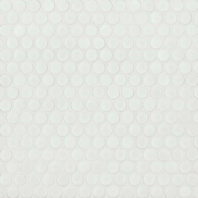 360° 3/4" Penny Round Glazed Porcelain Mosaic 12X12 White Matte