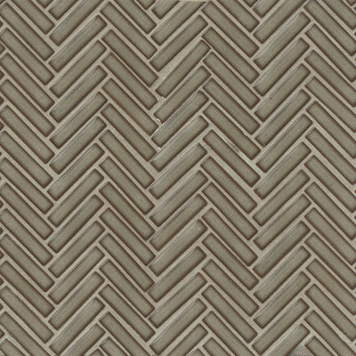 90° 1/2X2 Herringbone Glazed Porcelain Mosaic 11X12-1/4 Gray Haze Gloss