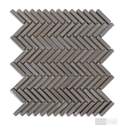 90° 1/2X2 Herringbone Glazed Porcelain Mosaic 11X12-1/4 Gray Haze Gloss