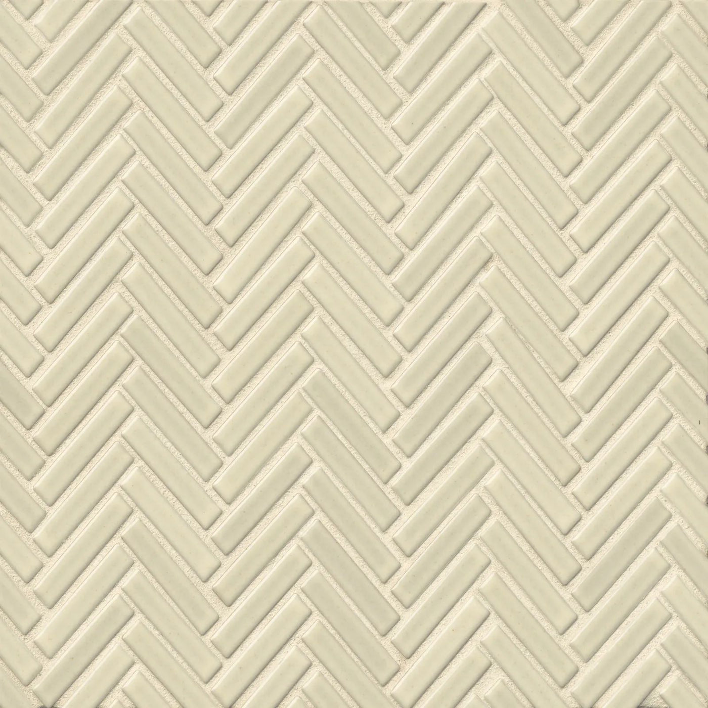 90° 1/2X2 Herringbone Glazed Porcelain Mosaic 11X12-1/4 Off White Gloss