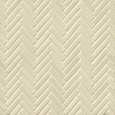 90° 1/2X2 Herringbone Glazed Porcelain Mosaic 11X12-1/4 Off White Gloss