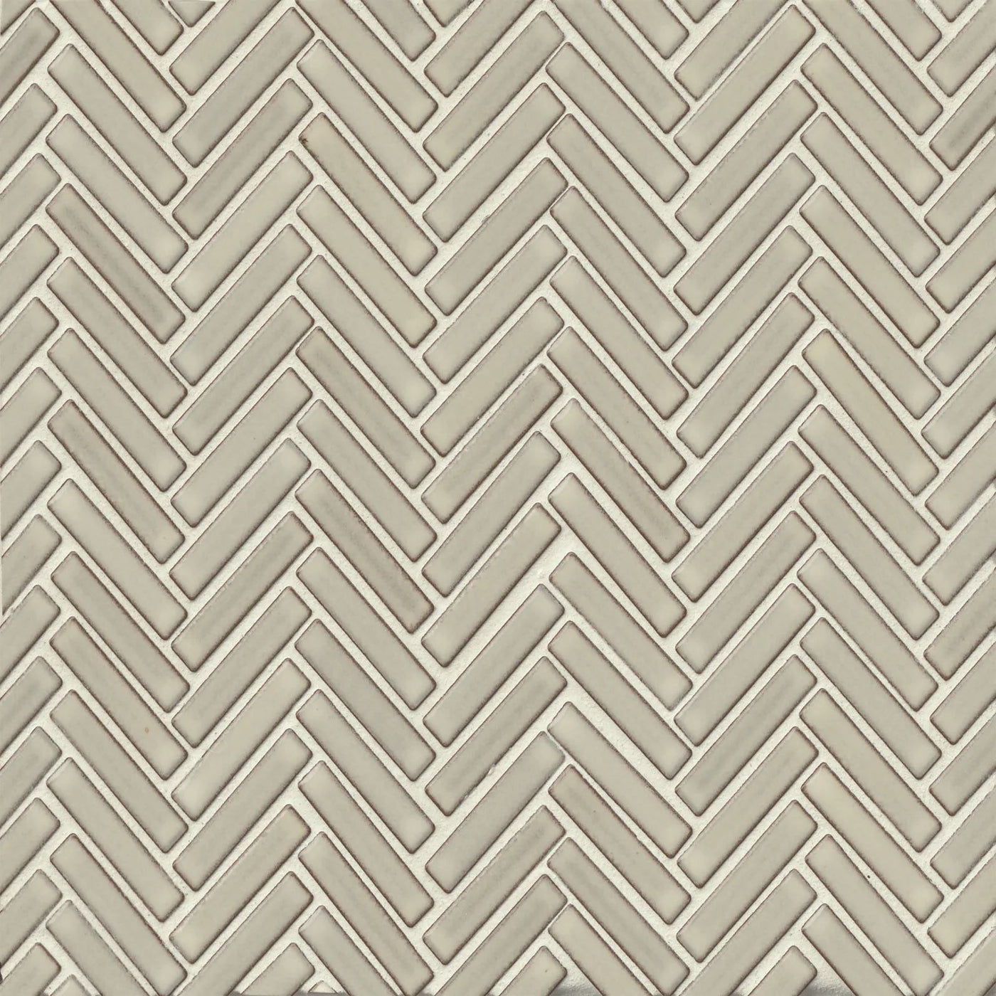 90° 1/2X2 Herringbone Glazed Porcelain Mosaic 11X12-1/4 Putty Gloss