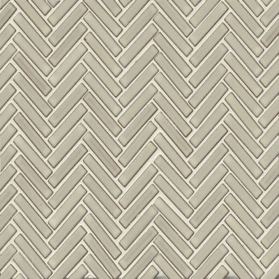 90° 1/2X2 Herringbone Glazed Porcelain Mosaic 11X12-1/4 Putty Gloss