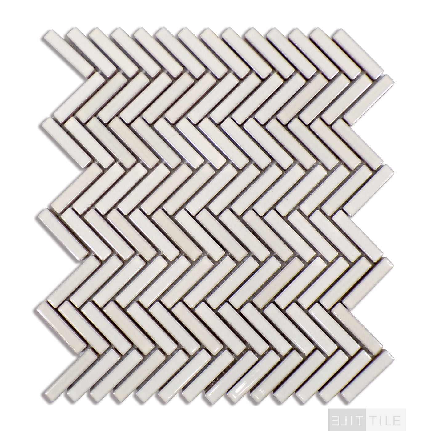 90° 1/2X2 Herringbone Glazed Porcelain Mosaic 11X12-1/4 Putty Gloss