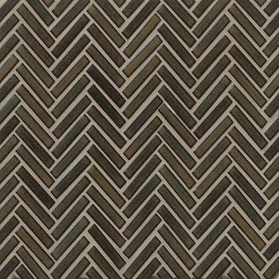 90° 1/2X2 Herringbone Glazed Porcelain Mosaic 11X12-1/4 Shadow Gloss