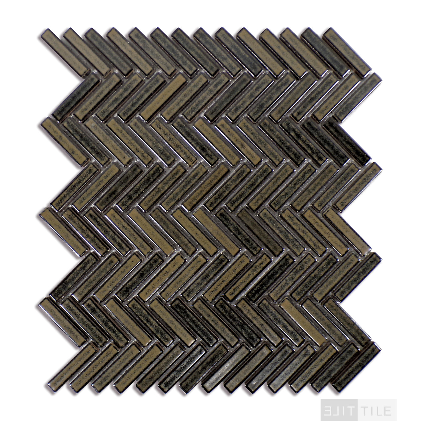 90° 1/2X2 Herringbone Glazed Porcelain Mosaic 11X12-1/4 Shadow Gloss