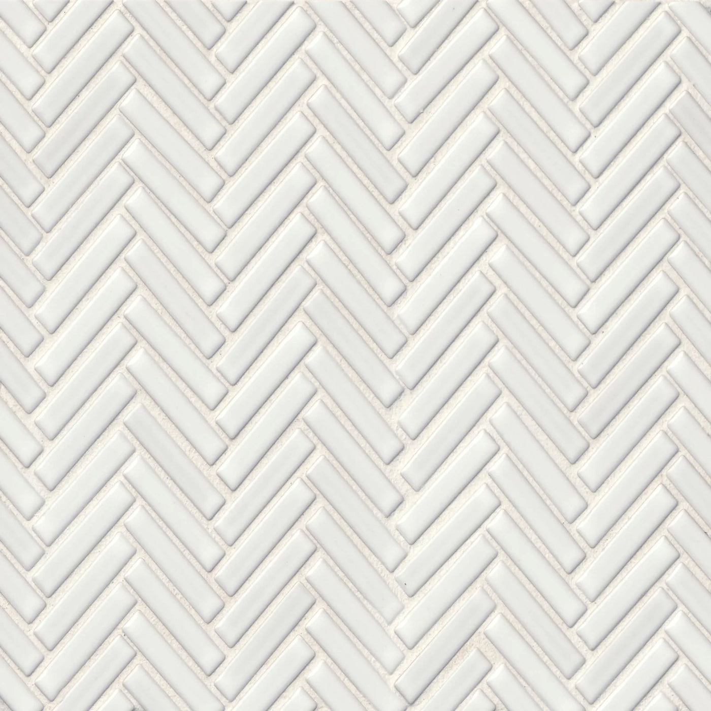 90° 1/2X2 Herringbone Glazed Porcelain Mosaic 11X12-1/4 White Gloss