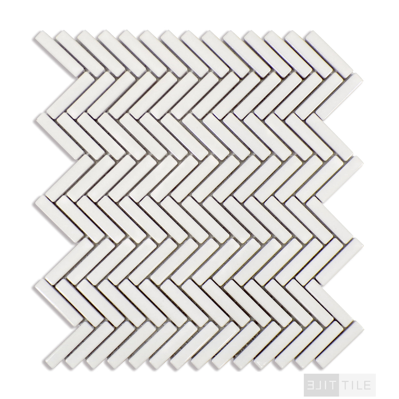 90° 1/2X2 Herringbone Glazed Porcelain Mosaic 11X12-1/4 White Gloss