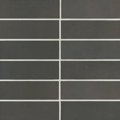 Celine Glazed Porcelain Field Tile 2X6 Black Matte