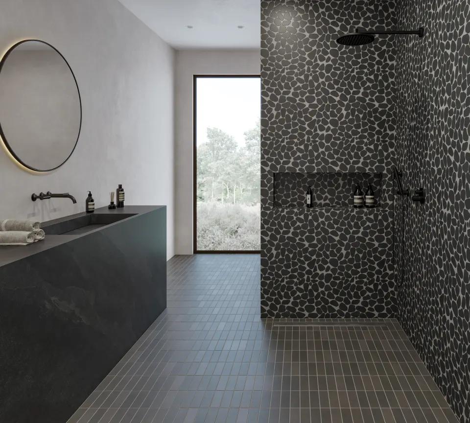 Celine Glazed Porcelain Field Tile 2X6 Black Matte - Elit Tile - Elit Tile, image size:960x864