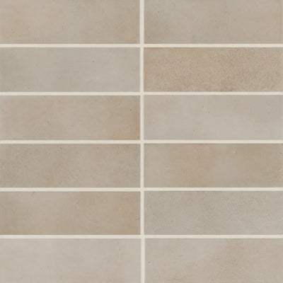 Celine Glazed Porcelain Field Tile 2X6 Taupe Matte