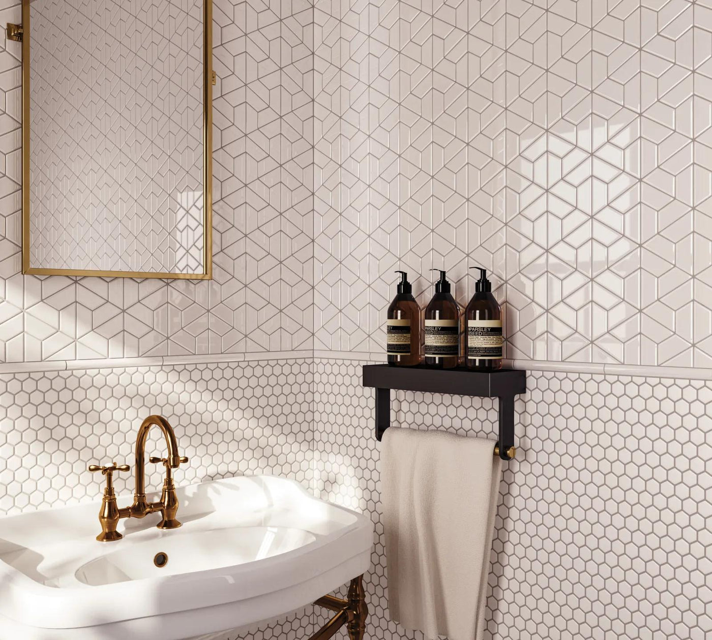 Le Café 1X1 Hexagon Glazed Porcelain Mosaic 10-1/4X11-3/4 White Matte