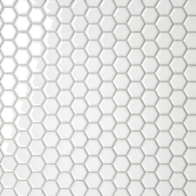 Le Café 1X1 Hexagon Glazed Porcelain Mosaic 10-1/4X11-3/4 White Gloss