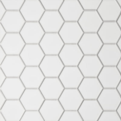 Le Café 2X2 Hexagon Glazed Porcelain Mosaic 11X12-3/4 White Matte