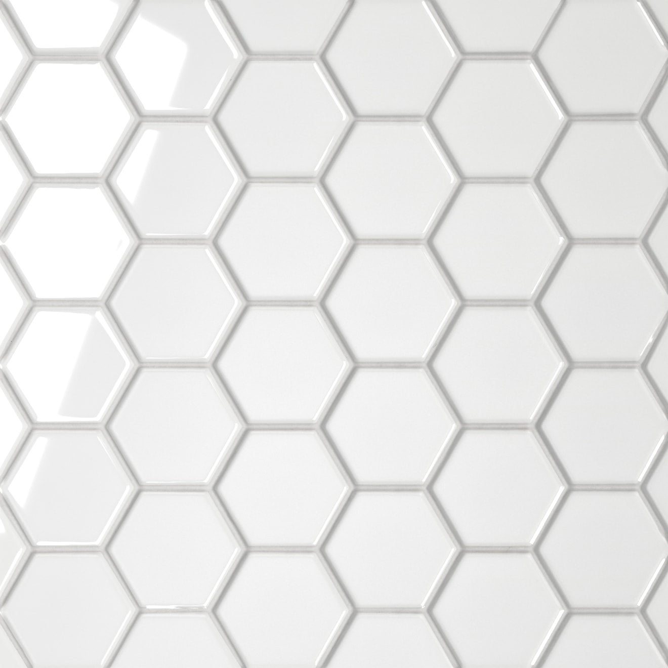 Le Café 2X2 Hexagon Glazed Porcelain Mosaic 11X12-3/4 White Gloss