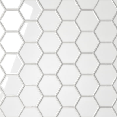 Le Café 2X2 Hexagon Glazed Porcelain Mosaic 11X12-3/4 White Gloss