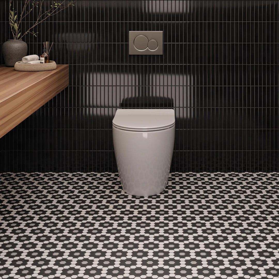 Le Café 1X6 Straight Stack Glazed Porcelain Mosaic 11-5/8X12 Black