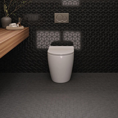 Le Café Diamond Glazed Porcelain Mosaic 10-9/16X12-3/16 Black Gloss