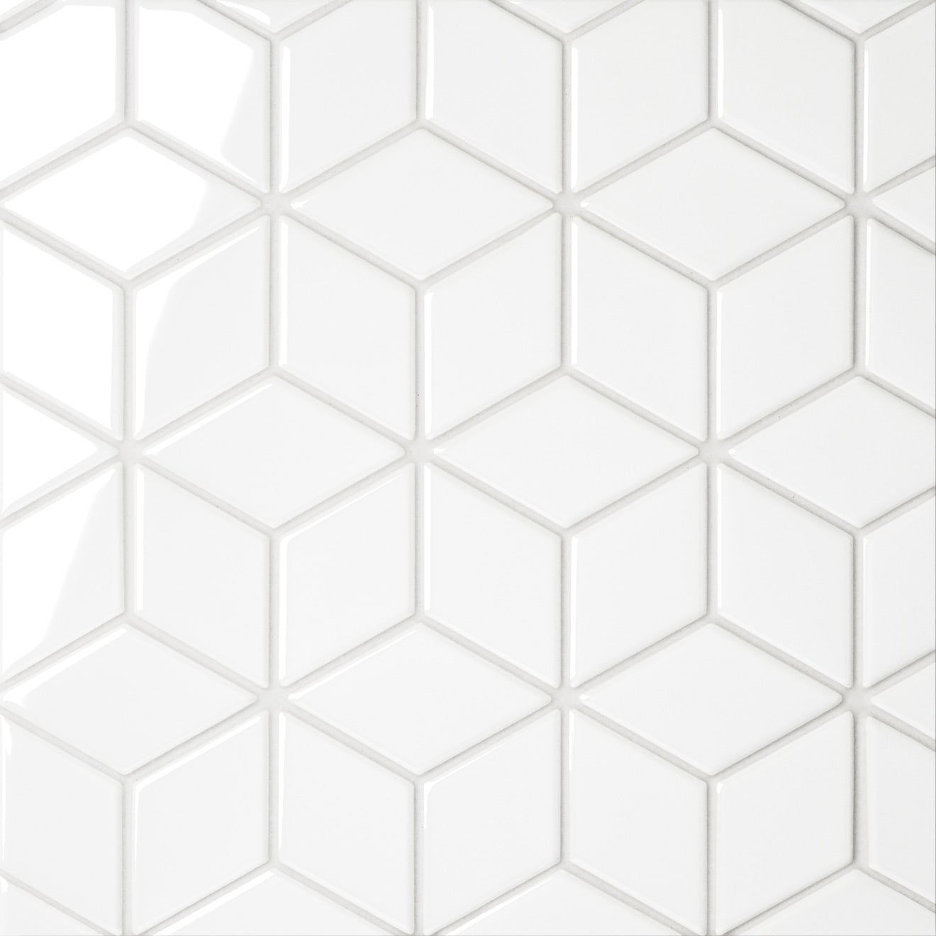 Le Café Diamond Glazed Porcelain Mosaic 10-9/16X12-3/16 White Gloss