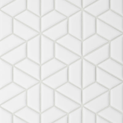 Le Café Half Hexagon Glazed Porcelain Mosaic 11X12-3/4 White Matte