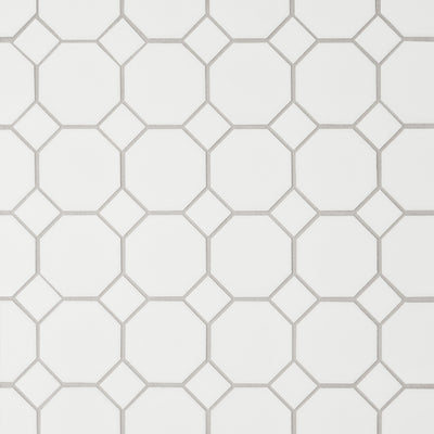 Le Café Octagon Glazed Porcelain Mosaic 11-5/8X11-5/8 White Matte