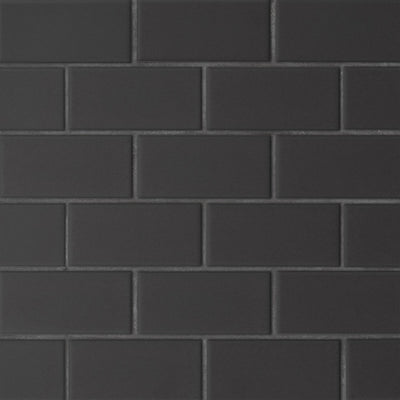 Le Café 2X4 Offset Glazed Porcelain Mosaic 11-5/8X11-7/16 Black Matte