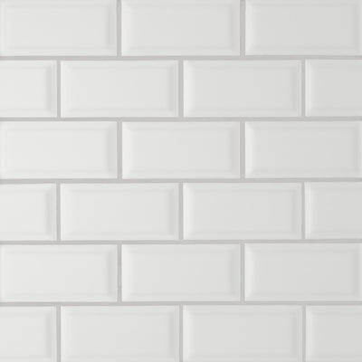 Le Café 2X4 Bevel Offset Glazed Porcelain Mosaic 11-5/8X11-7/16 White Matte