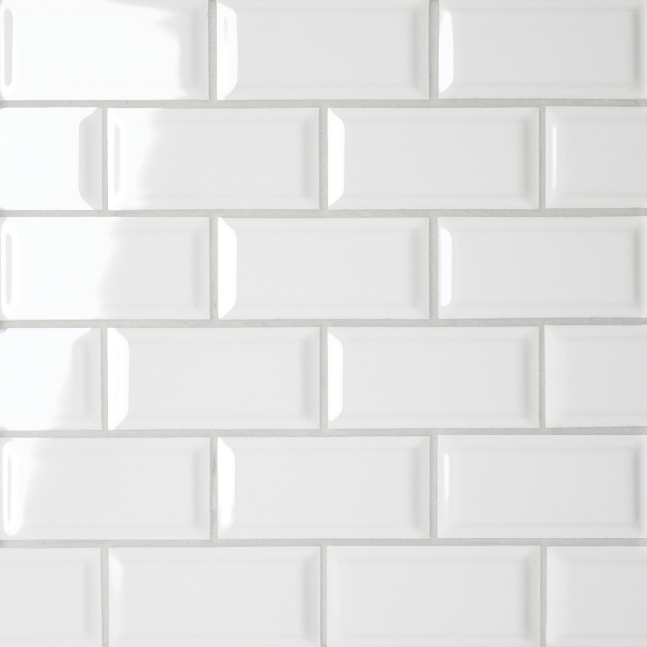 Le Café 2X4 Bevel Offset Glazed Porcelain Mosaic 11-5/8X11-7/16 White Gloss