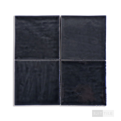 Marin Glazed Ceramic Field Tile 4X4 Black Sea Gloss