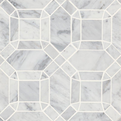 Monet Stone Mosaic 11-1/4X11-1/4 White Carrara Honed