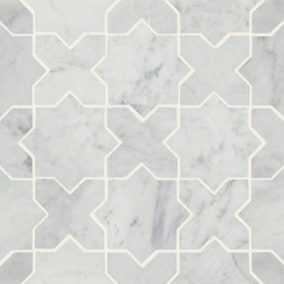 Monet Stone Mosaic 12-1/8X12-1/8 White Carrara Honed