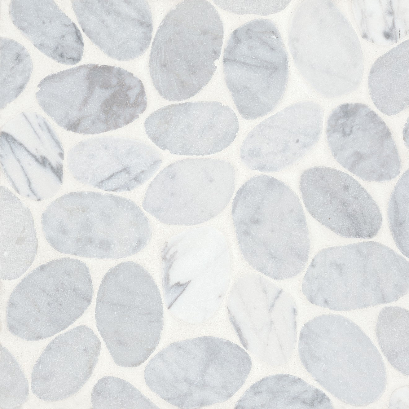 Waterbrook Sliced Pebble Stone Mosaic 12X12 White Carrara