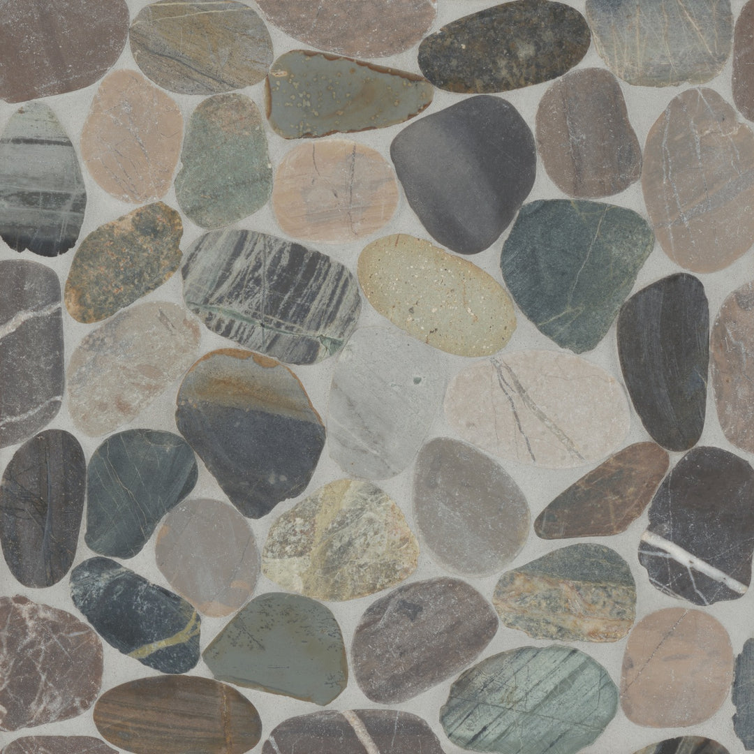 Waterbrook Sliced Pebble Stone Mosaic 12X12 Grey Mix - Elit Tile, image size:1080x1080