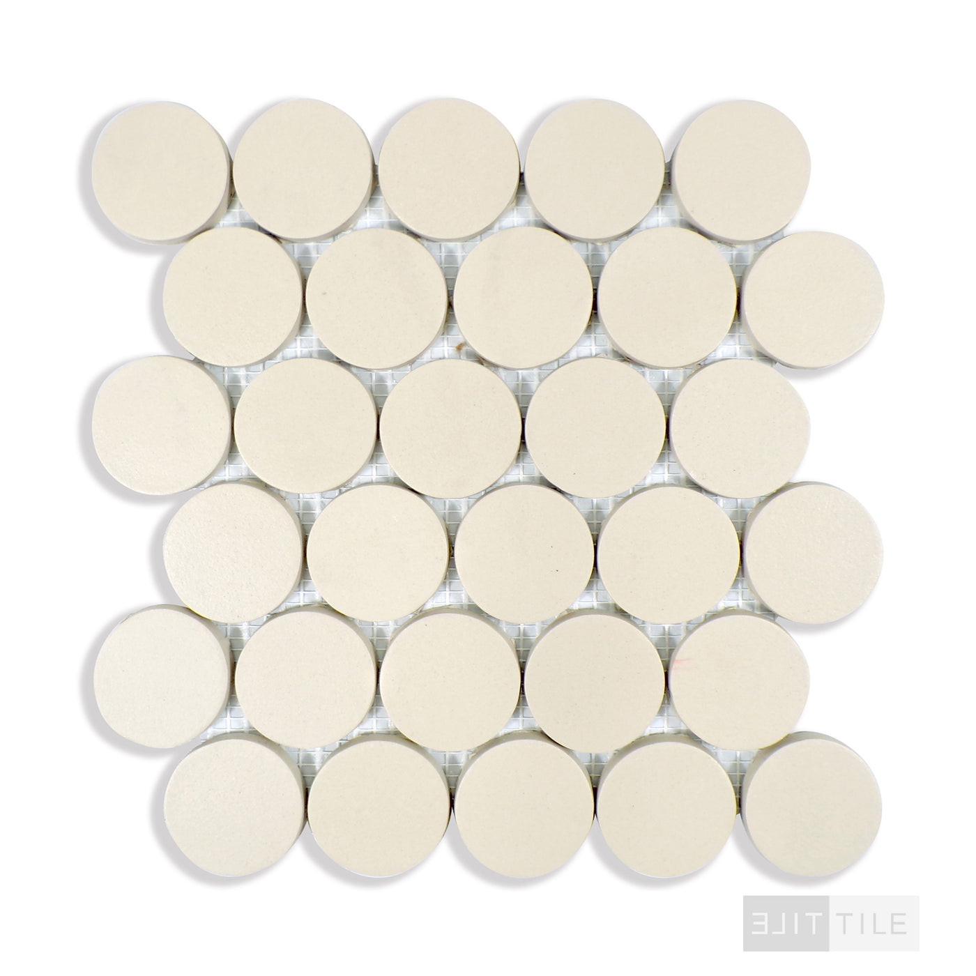 Makoto 2" Round Tatami Beige Matte Mosaic