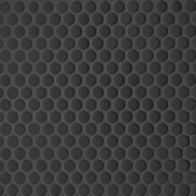 Le Café 3/4" Penny Round Black Matte Mosaic