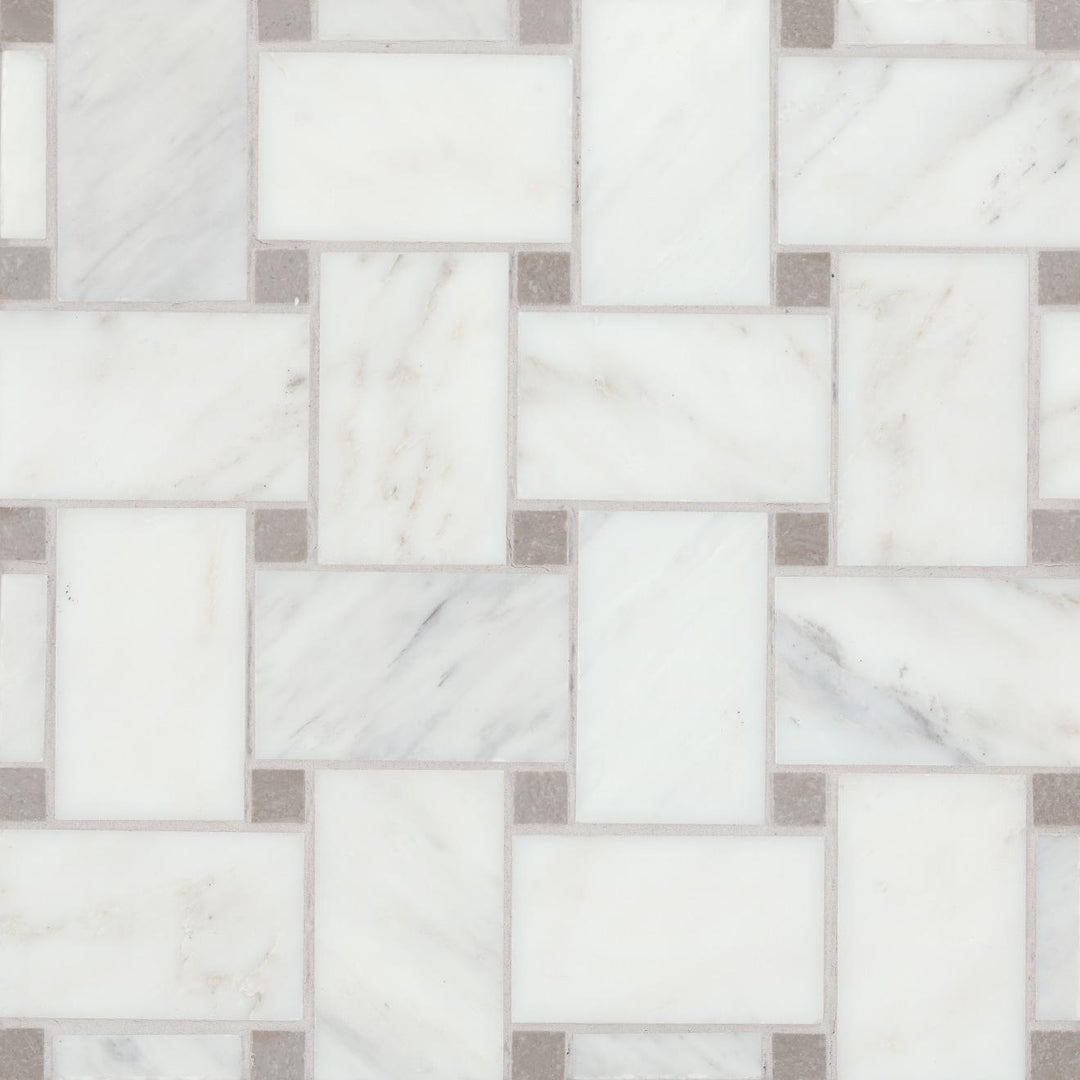 Jumbo Basketweave Mosaic Honed 11.22X11.22X3/8 Oriental White W