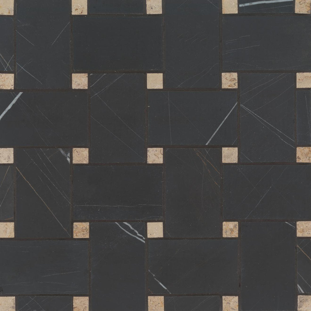 Jumbo Basketweave Mosaic Honed 11.22X11.22X3/8 Sahara Noir W