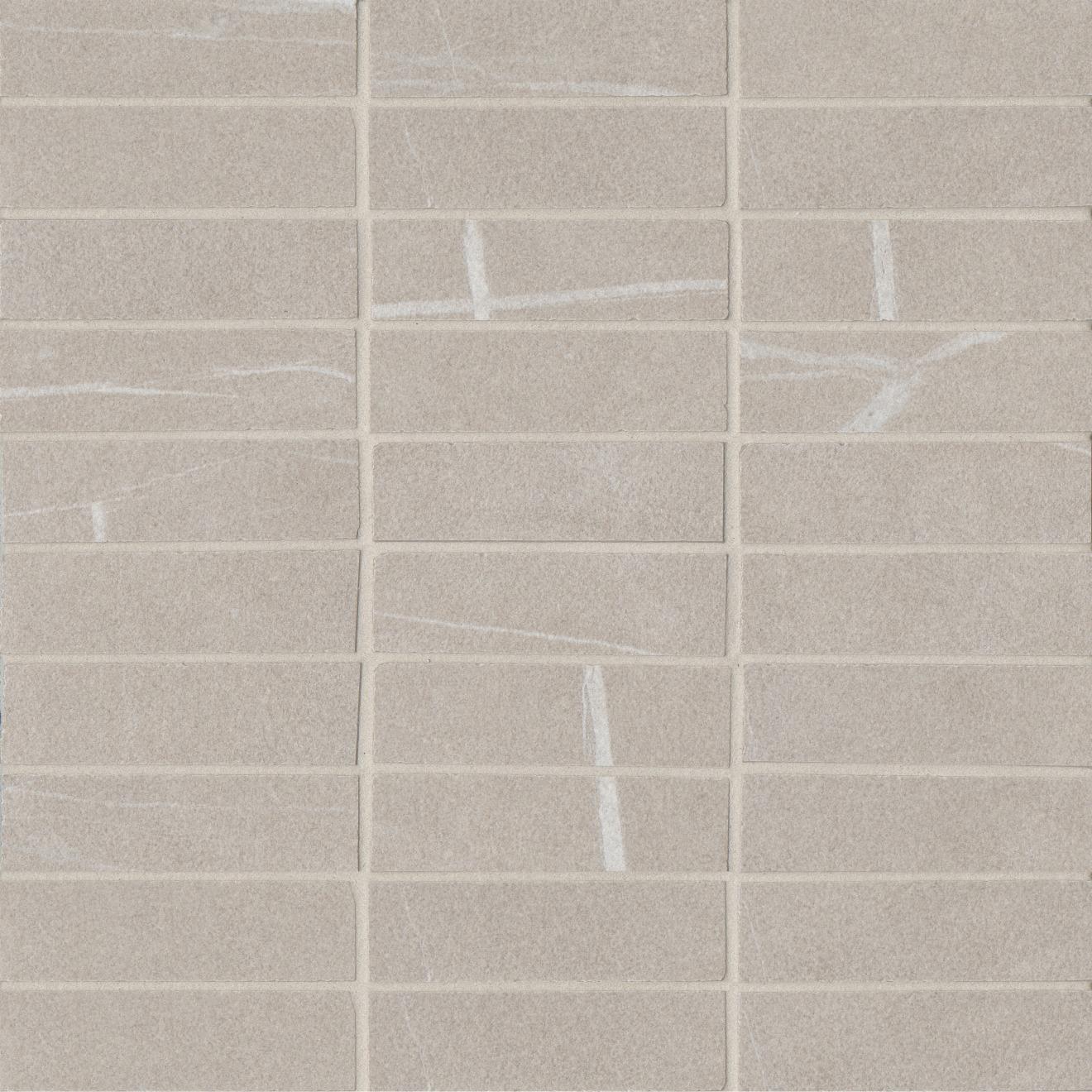 Nomade 1X4 Straight Set Mosaic Matte 12X12 Bone