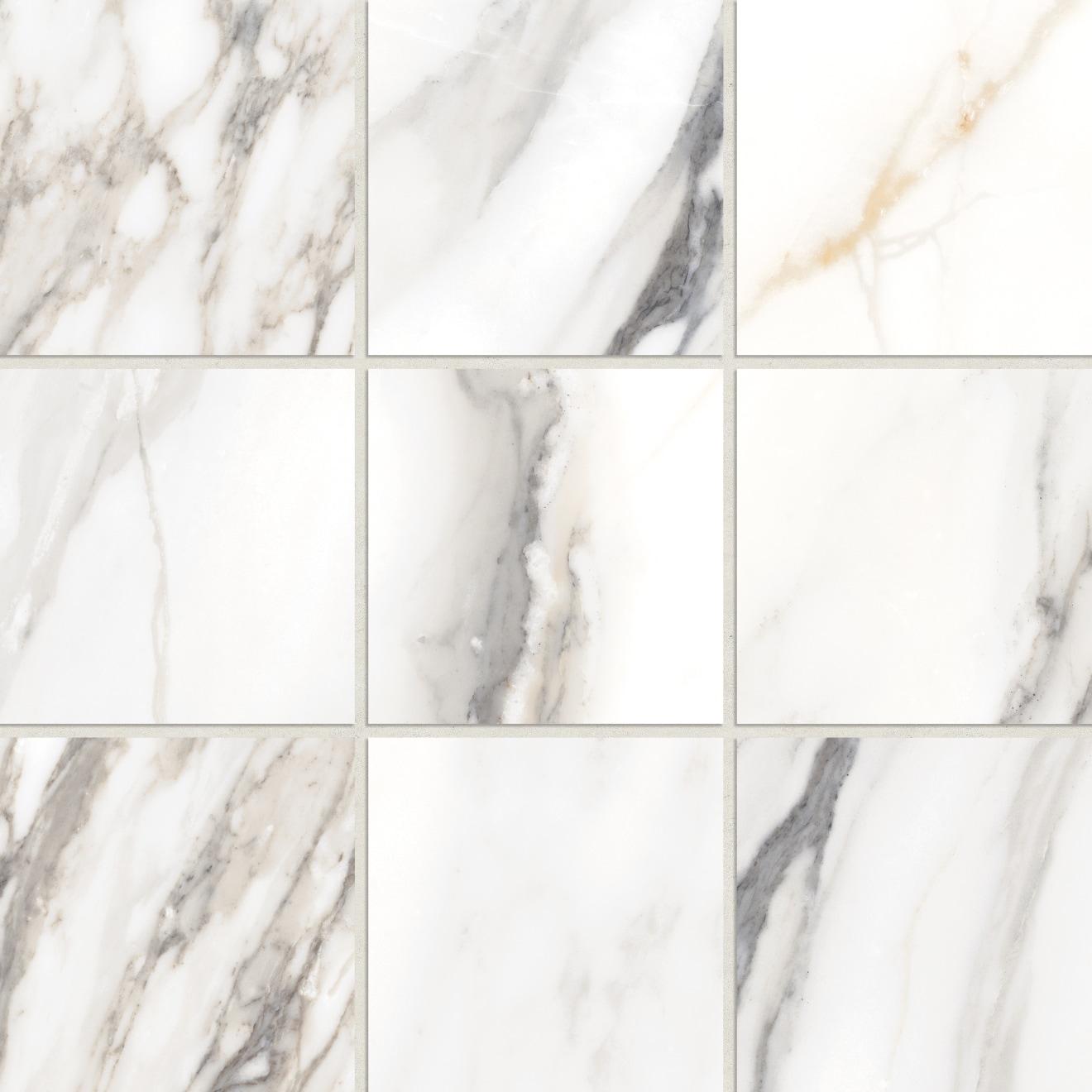 Prati 4X4 Mosaic Honed 12X12 Calacatta Borghini Warm