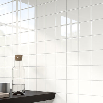 Color Wheel Classic Ceramic Tile 4-1/4X4-1/4 0100 White Glossy