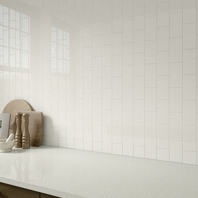 Color Wheel Classic Ceramic Tile 3X6 0100 White Glossy
