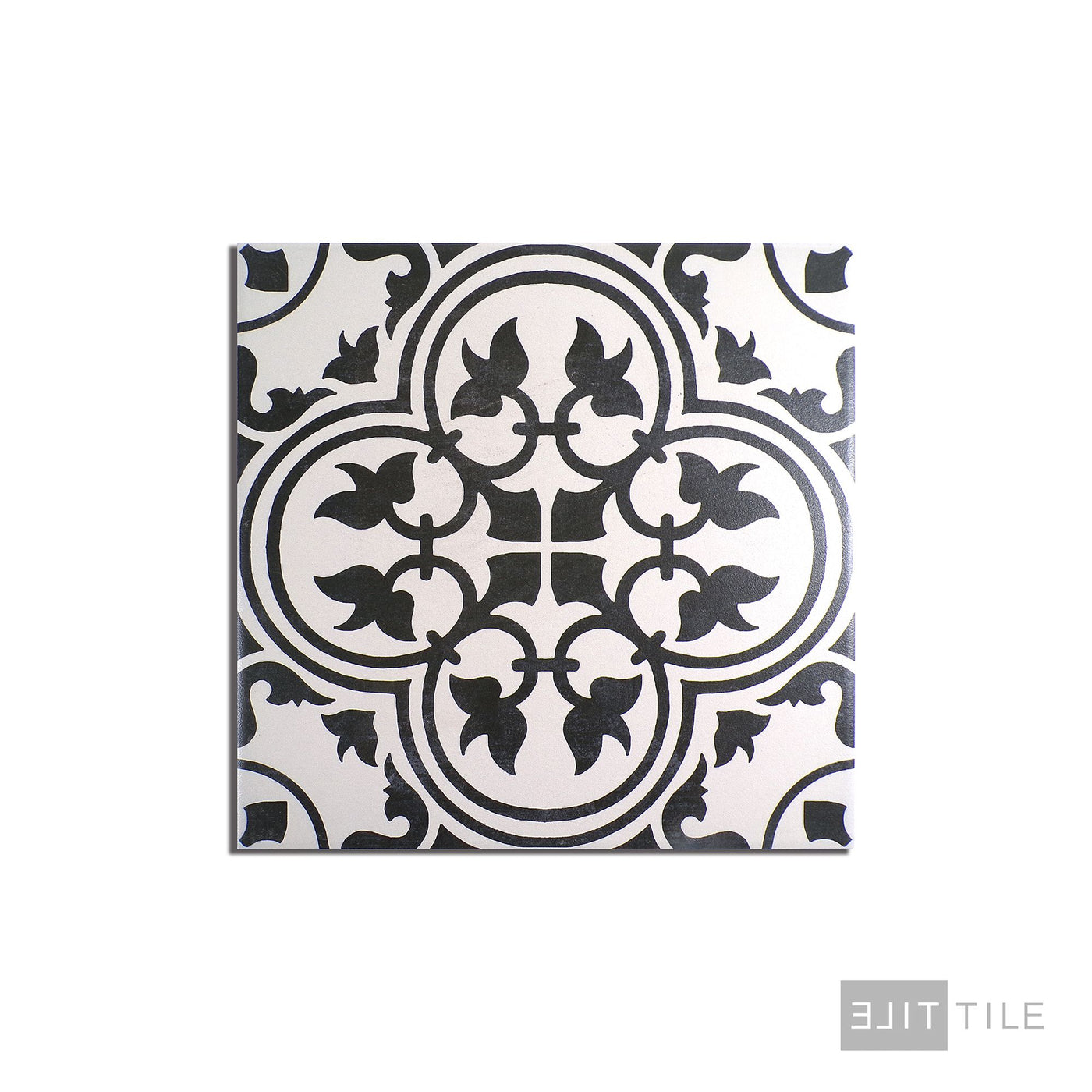 Memoir Ceramic Floor Tile 12X12 Petal Black Matte