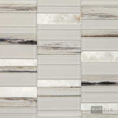 Simplystick Mosaix 4 Natural Stone Mosaic 12X11 Daphne White And Glass Blend Honed