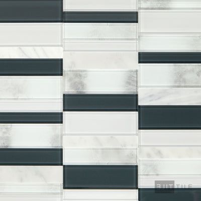 Simplystick Mosaix 4 Natural Stone Mosaic 12X11 Carrara White And Glass Blend Polished