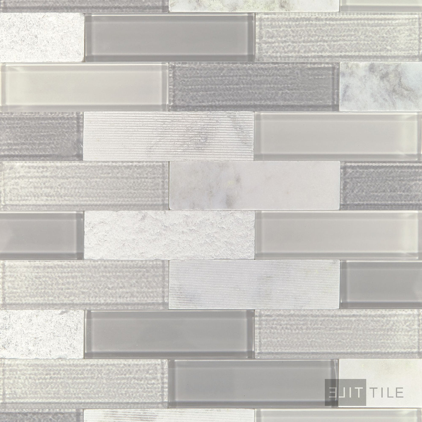 Simplystick Mosaix 1.25X4 Natural Stone Mosaic 12X12 Daphne White And Glass Blend