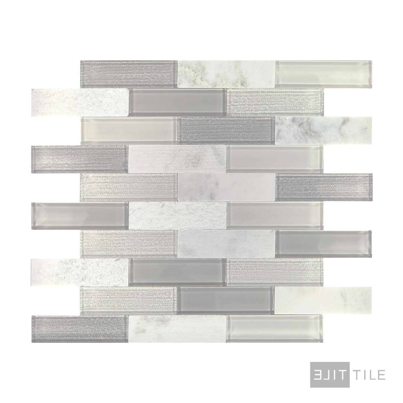 Simplystick Mosaix 1.25X4 Natural Stone Mosaic 12X12 Daphne White And Glass Blend