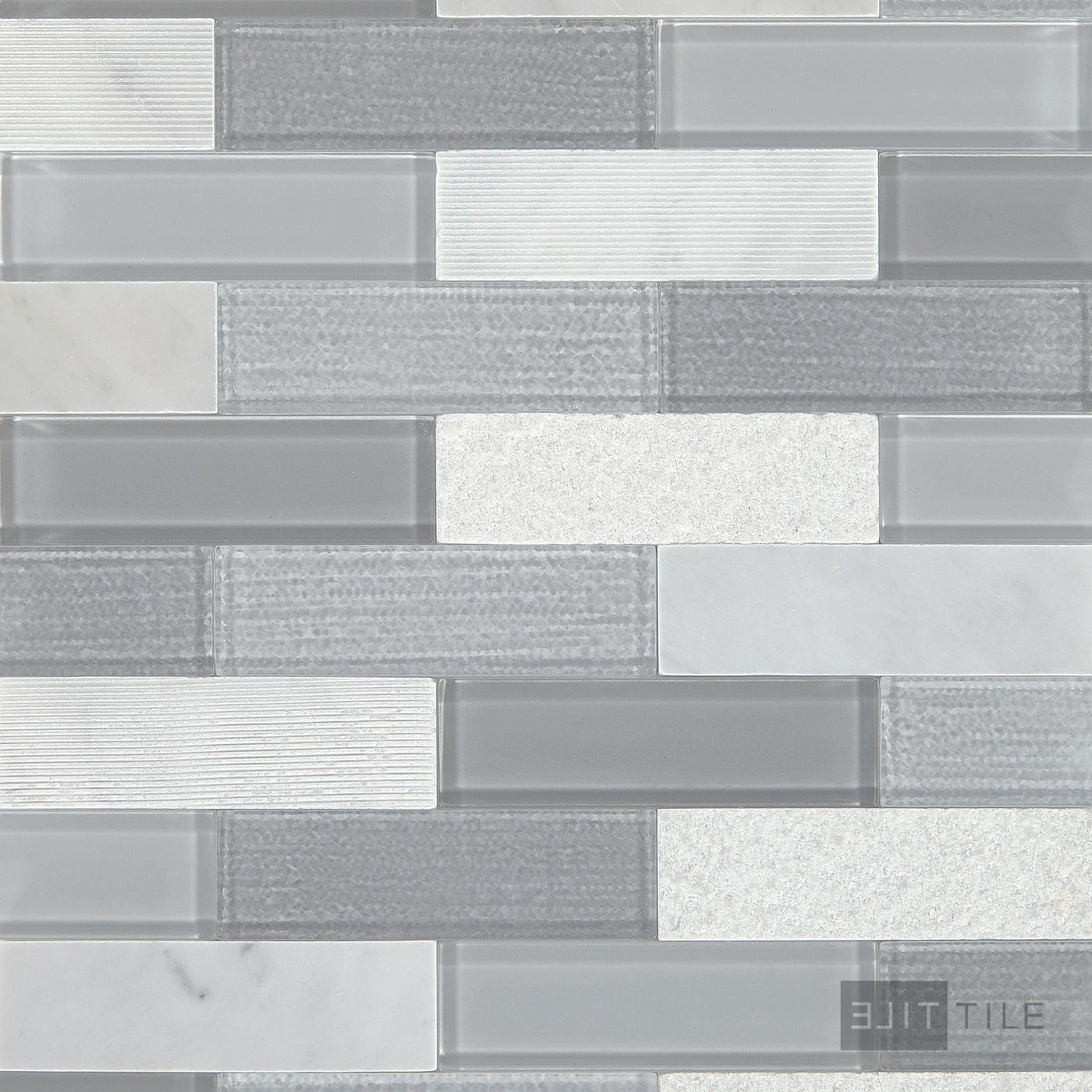 Simplystick Mosaix 1.25X4 Natural Stone Mosaic 12X12 Stormy Mist And Glass Blend