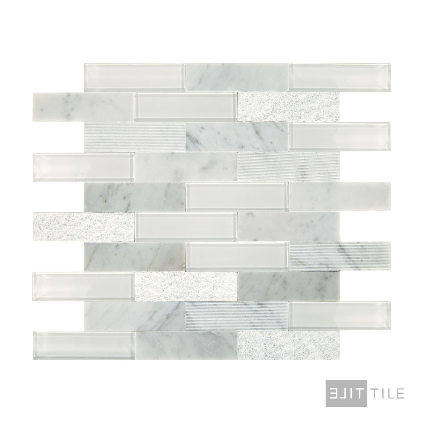 Simplystick Mosaix 1.25X4 Natural Stone Mosaic 12X12 Carrara White And Glass Blend