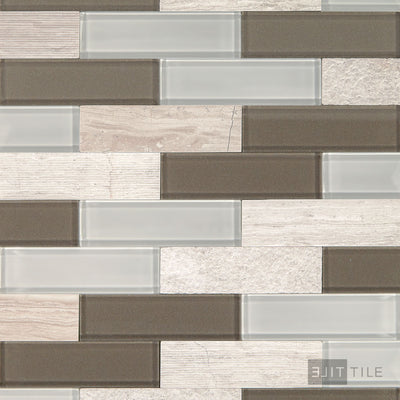 Simplystick Mosaix 1.25X4 Natural Stone Mosaic 12X12 Chenille White And Glass Blend