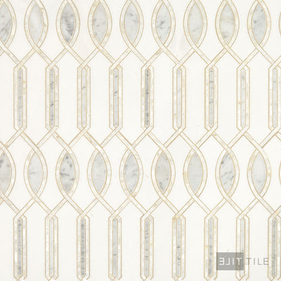 Lavaliere Natural Stone Mosaic 11X11 Carrara/Thassos/Mother Pearl Polished